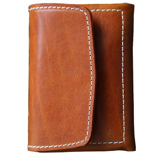 手工复古植鞣皮短款钱包男女真皮头层牛皮卡包名片包多功能零钱包