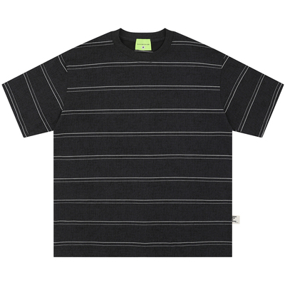 撞色条纹款式男女不过时短袖T恤