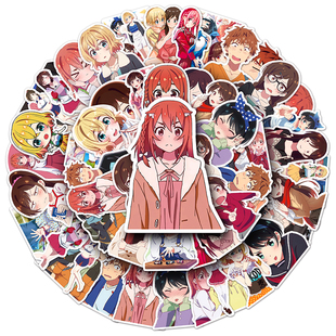 100张日漫租借女友贴纸动漫素材装饰笔记本平板行李箱滑板壳贴画