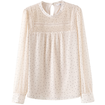OSA欧莎法式波点雪纺衫