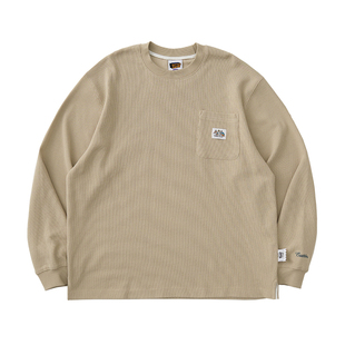 Battles 华夫格打底长袖T恤刺绣基础多色美式休闲简约百搭