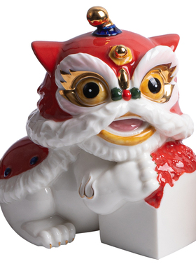 疯猴陶瓷招财国潮办公室舞狮