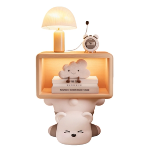 儿童床头柜带灯女生床头置物架家用卧室男孩新款创意奶油风小边几