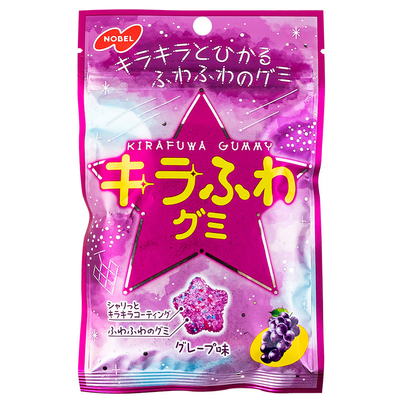 日本进口零食Nobel诺贝尔星星糖葡萄味果汁软糖棉花糖爆酸甜糖果