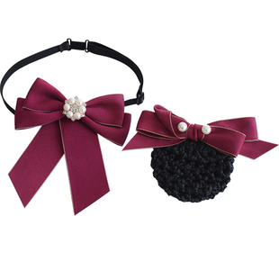 领花女职业头花套装银行领结中行工行酒店工作红色领巾高端领饰品