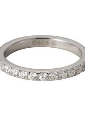 素图女925银简约爆闪气质戒指女