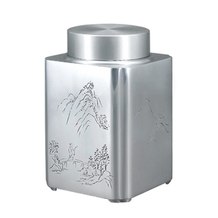 原创茶仓善锡堂纯手工刻999茶叶罐密封罐个旧器中式复古风金属