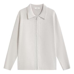 【托斯卡绒】ZIOZIA通勤男装25秋宽松翻领拉链针织开衫毛衣外套