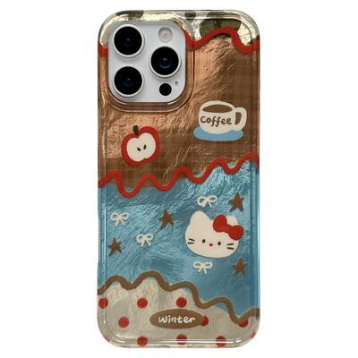 jze时髦ins可爱拼接哈喽HelloKitty挂链适用苹果17ProMax手机壳iphone15新款16pro女13双层15pro防摔保护套14