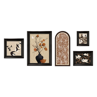 法式中古风客厅装饰画复古油画小众艺术沙发背景墙挂画高级感壁画