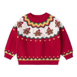 儿童毛衣嘟嘟家宝宝红色新年婴幼儿衣服女童上衣过年男童冬季童装