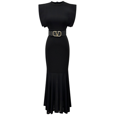 法式轻奢女神范黑色长裙夏季新款高端独特赫本风收腰连衣裙礼服裙