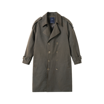 NYHSUGOO/南乙秋季经典双排扣设计中长款风衣外套3948男士极简