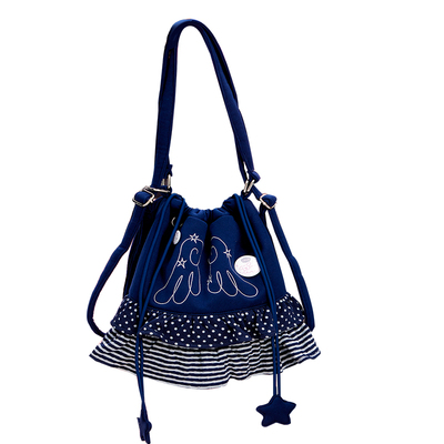 LOLA DESIGN轻亚风裙摆收口包 波点单双两用背包芭蕾韩系单肩包女