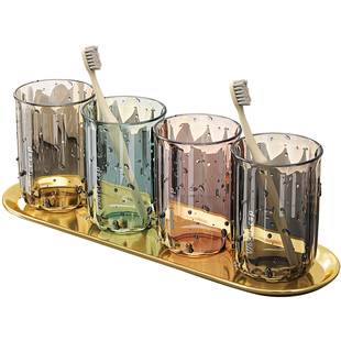 漱口杯情侣牙刷杯儿童洗漱杯子透明牙膏牙刷收纳盒家用轻奢牙具杯