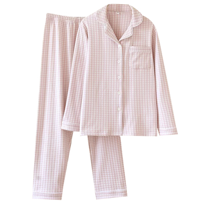 格子德绒睡衣女薄绒布磨毛家居服