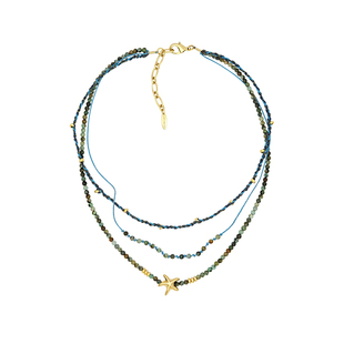 LAZY CIRCLES多层海星蓝色编织项链女Choker叠戴精致细巧串珠链