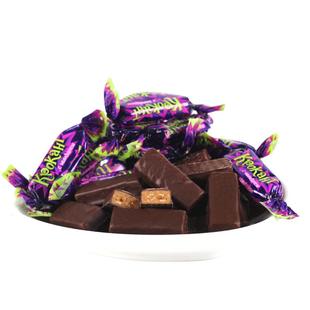 kdv俄罗斯紫皮糖散装喜糖巧克力味果仁夹心进口糖果休闲小零食品