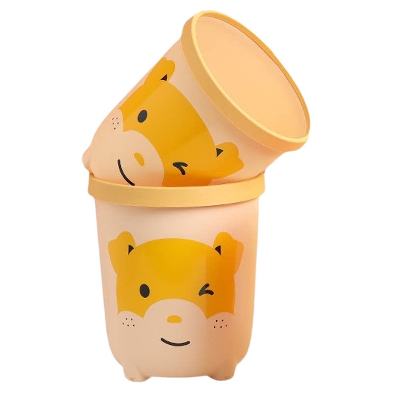 卡通动物圆形无盖10L垃圾桶