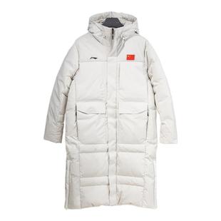 李宁正品中国代表团国家队男女防风保暖过膝连帽羽绒服AYMU277-2