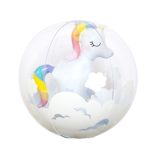 网红独角兽充气沙滩球婴儿戏水球水上亮片塑料玩具球拍照布置道具