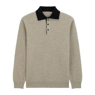 Mind Bridge【绵羊毛】男士老钱翻领针织羊毛衫冬季新款撞色毛衣