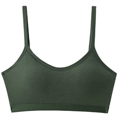 纯棉内衣少女学生高中防走光聚拢一体式运动背心抹胸无钢圈文胸