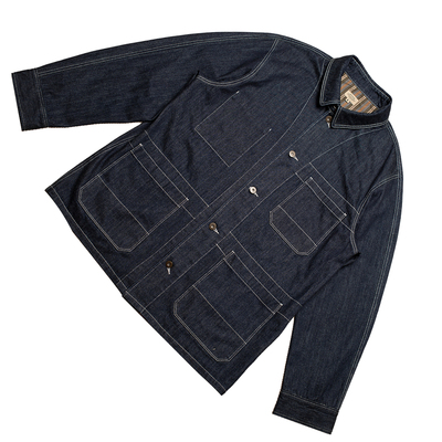 重磅复古美式缉明线牛仔夹克防风