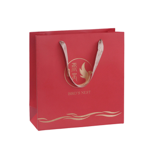 燕窝溯源红色手提纸袋加厚礼袋滋补品礼品袋手拎袋烫金送礼包装袋