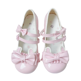 现货兔熊饼干|心萌少女Lolita原创圆头可爱蝴蝶结低跟洛丽塔lo鞋