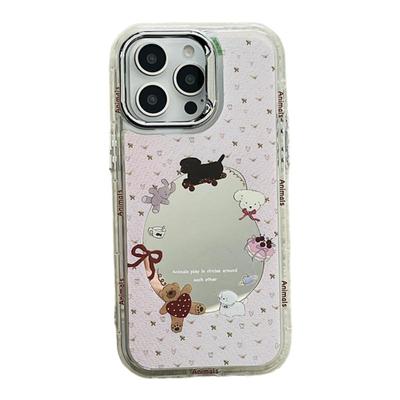 日韩圆形镜面小动物苹果手机壳