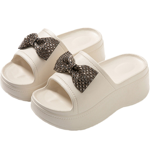 高跟凉拖鞋女夏厚底外穿韩版时尚潮流蝴蝶结居家拖鞋夏季增高百搭