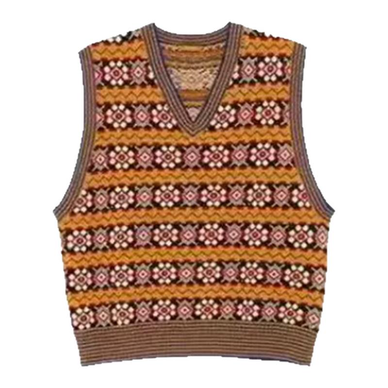 【现货】Rouje Life吴千语私服巴黎复古背心秋费尔岛提花针织马甲