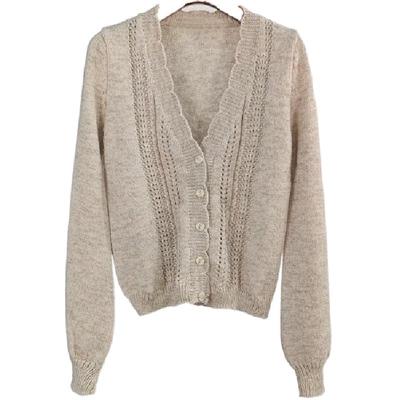 爱你徐若晗沈惜凡同款蓝色花边慵懒风针织衫宽松百搭开衫毛衣外套