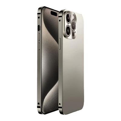 适用苹果原钛色金属情侣手机壳