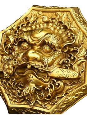 纯铜保平安新中式门厅狮咬剑