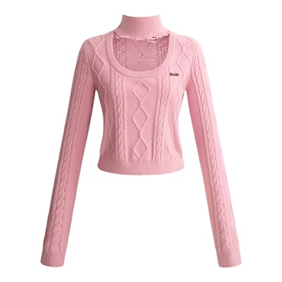 UNIFREE大U领麻花肌理感毛衣