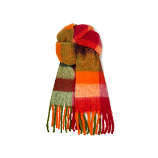 MINISO名创优品韩国格子撞色围巾女2025冬新款保暖加厚围脖披肩男