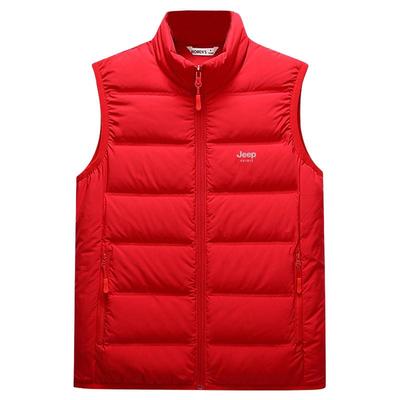 吉普红色羽绒马甲男女款保暖坎肩
