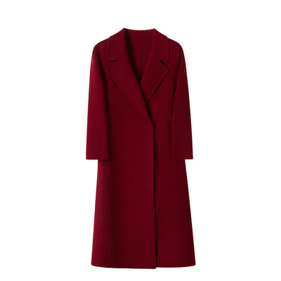 妈妈装新款羊毛双面呢毛衣大衣女