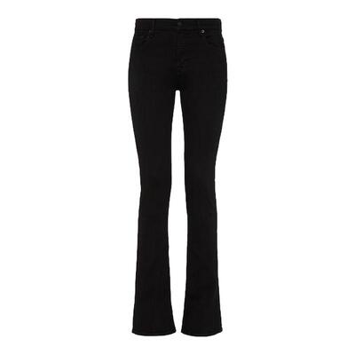 7 For All Mankind女春夏新品中腰修身黑色微喇显瘦牛仔裤BOOTCUT