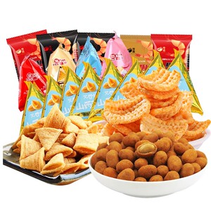 鲜虾片薯片虾条尖角脆山药花生零食大礼包休闲食品零食小吃整箱