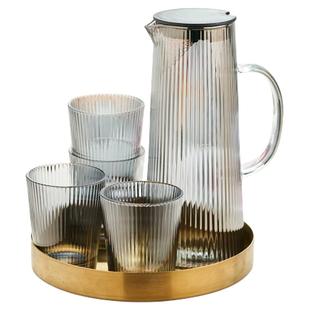 ROUPA罗派家用耐高温玻璃茶具泡茶壶金色托盘锤纹杯西贝水杯同款