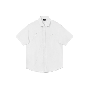 FORNINES设计感TR面料免烫抗皱小众结构短袖衬衫男女夏季潮牌半袖