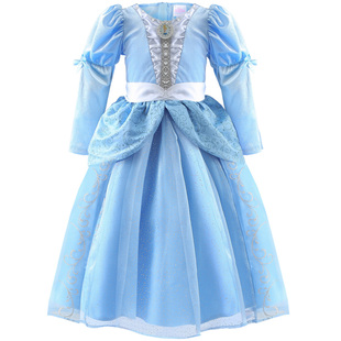 迪士尼童装女童睡美人公主裙秋冬礼服裙演出服儿童短袖爱洛连衣裙