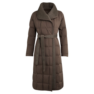 [商场同款]90白鹅绒LANDI深咖绵羊毛大翻领拼接羽绒服2025冬新品