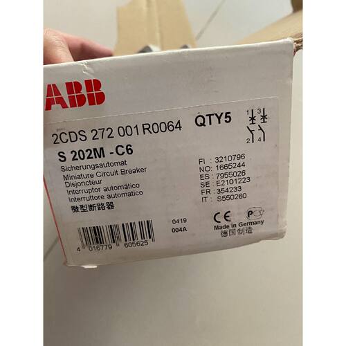 询价下单S202M-C6 ABB 断路器 可开发票