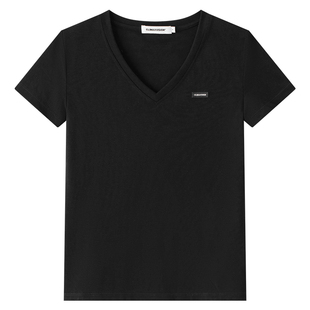 CLIMAX VISION莱赛尔天丝云感亲肤舒弹V领短袖T恤女百搭基础tee