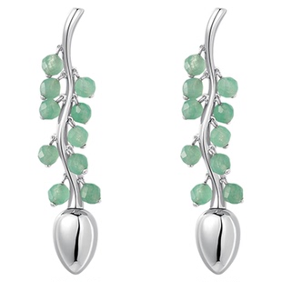 Neverfar「Flow」生生不息系列绿东陵晨露耳环时尚