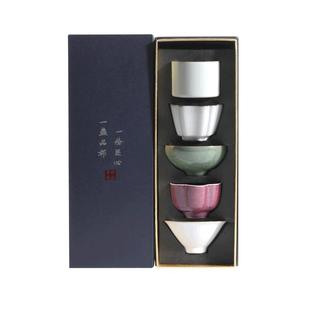 茶杯主人杯个人专用高档功夫茶杯盏套装礼盒陶瓷五大名窑杯伴手礼